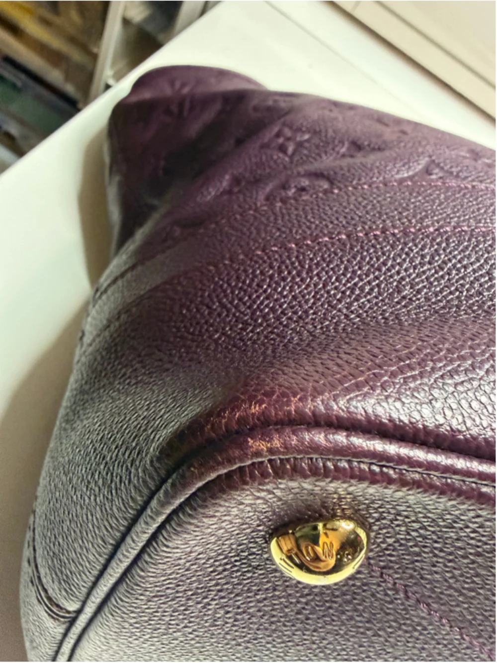 Women's Louis Vuitton Purple Monogram Empreinte Leather Citadine MM Tote Bag